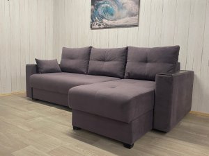 Диван угловой Комфорт-3 НПБ+МДФ, велюр Monaco 8 в Михайловске - mihajlovsk.magazin-mebel74.ru | фото